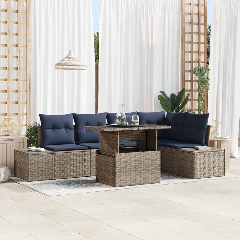vidaXL 6 Piece Garden Sofa Set with Cushions - 103.9×60.6×27.2 - Grey