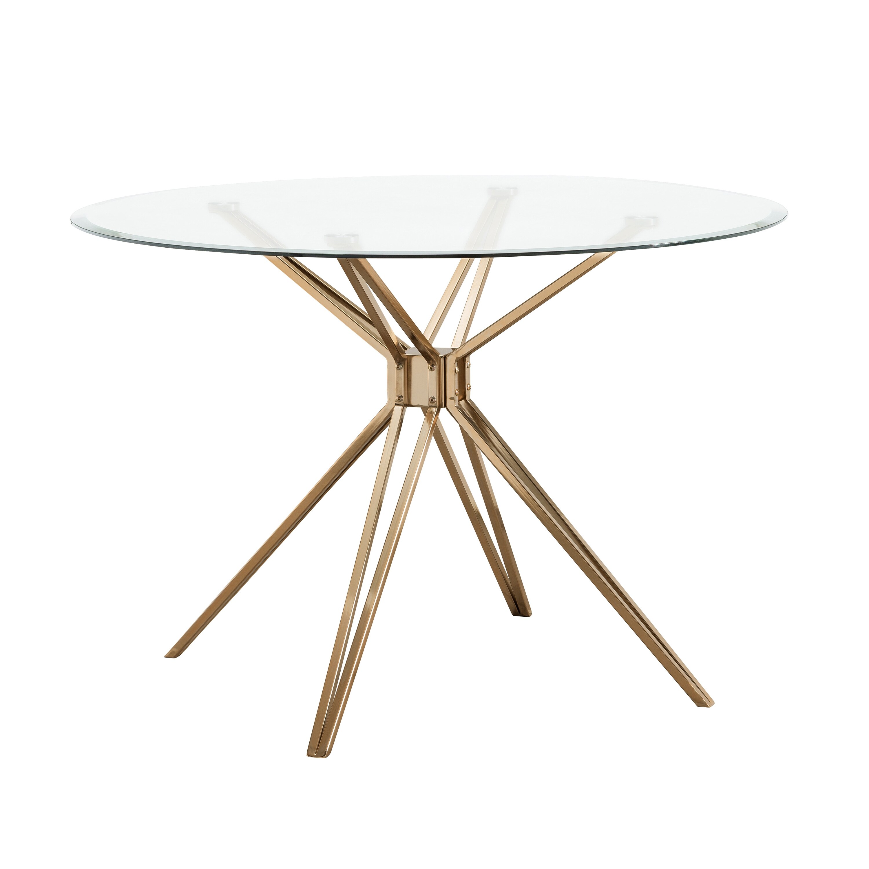Silver Orchid Alan Metal and Glass Round Dining Table As Is Item