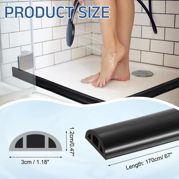 dimension image slide 7 of 12, Shower Water Barrier, Silicone Splash Guard Shower