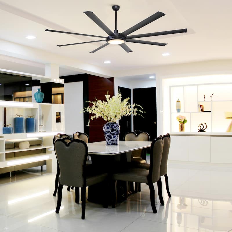 75-Inch Modern Industrial 8-Blade Extra-Large Ceiling Fan with Light