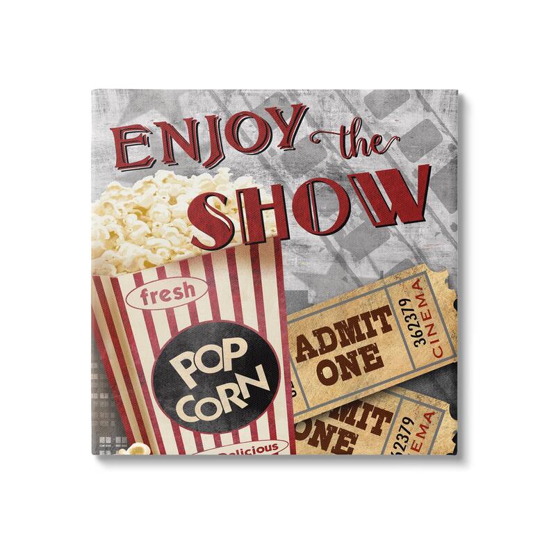 Stupell Enjoy The Show Vintage Movies Entertainment Tickets Canvas Wall Art, Design by Conrad Knutsen - 24 x 24
