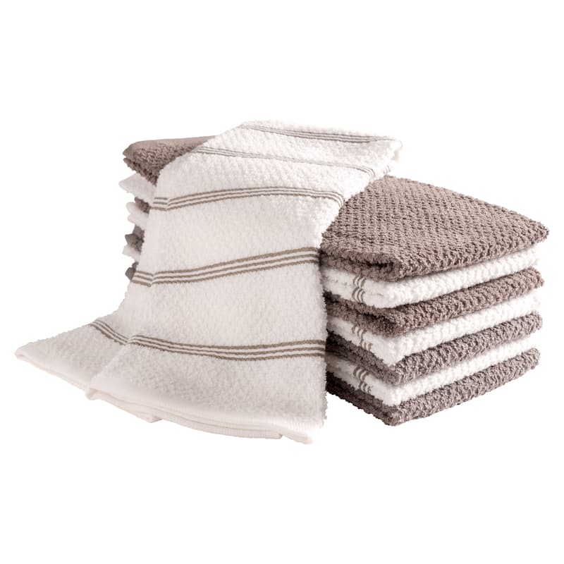 Piedmont Cotton Kitchen Towels, Set of 8 - Pewter