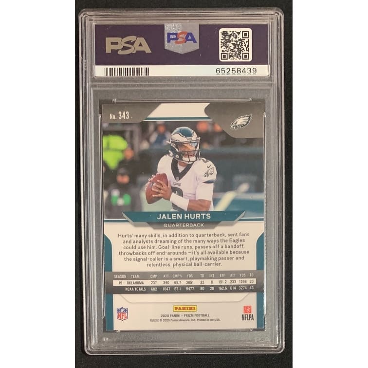 Jalen Hurts 2020 Panini Prizm Football Rookie Card RC #343 Graded PSA 10 - 8'6" x 11'6"