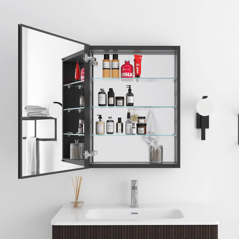 Rectangular Aluminum Medicine Cabinet with Mirror