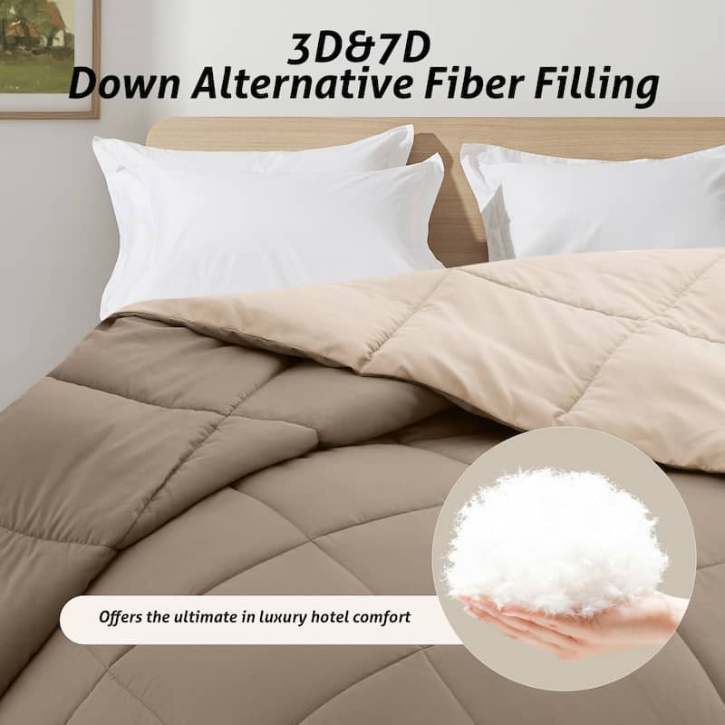 JEAREY Ultra-Lightweight Reversible All-Season Comforter, Cooling Down Alternative Duvet Inserts