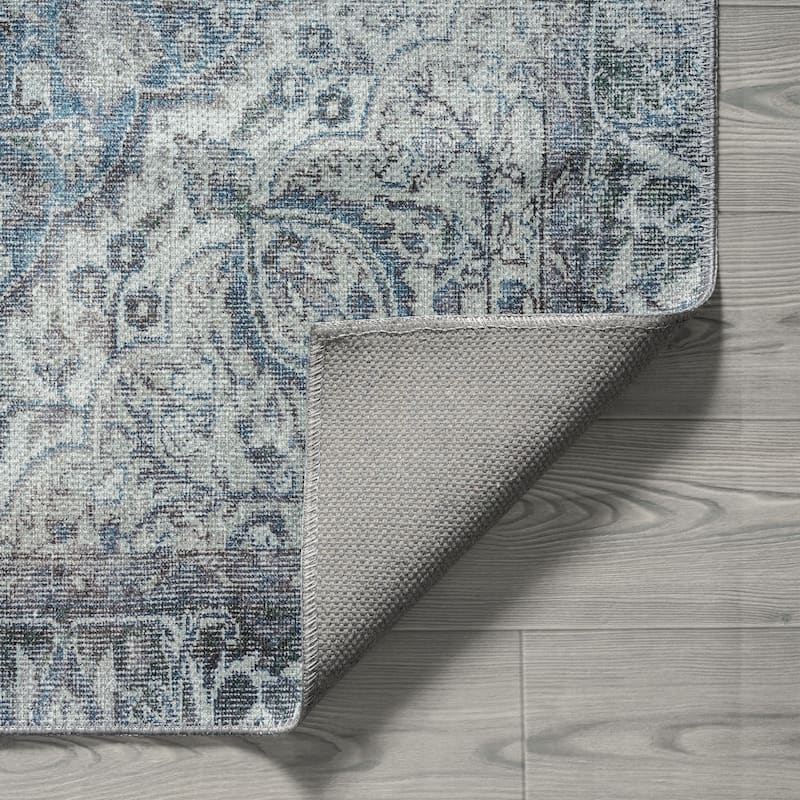 Park Avenue Traditional Medallion Indoor Machine Washable Area Rug