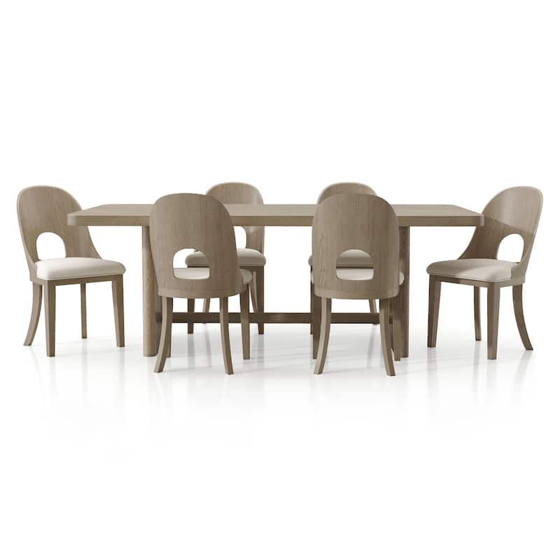 Furniture of America Piez Modern 7-Piece Solid Wood Dining Table Set