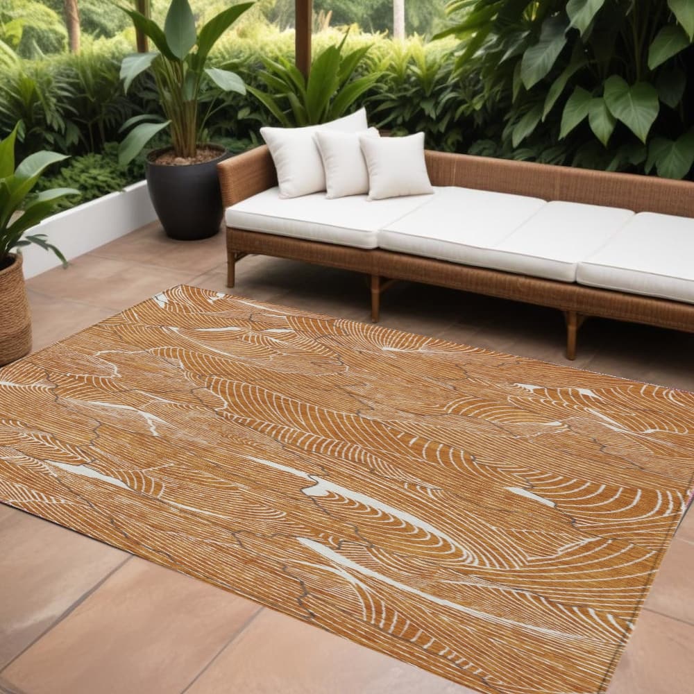 HomeRoots Abstract Transitional Rectangle Outdoor Rug