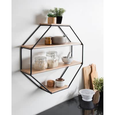 Kate and Laurel Lintz Octagon Floating Wall Shelf