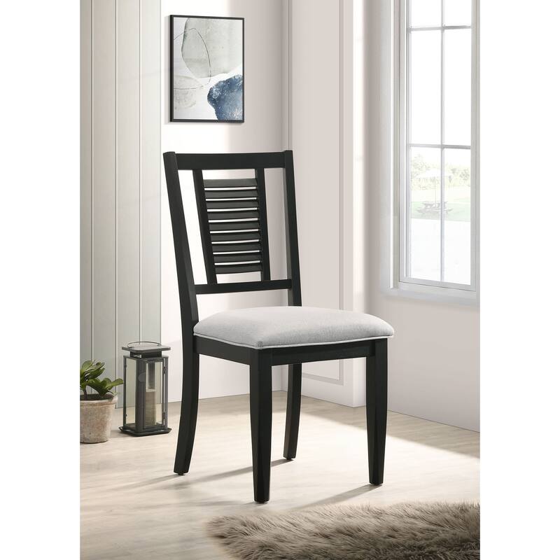 Appleton Washed Black Wood Dining Side Chair (Set of 2)