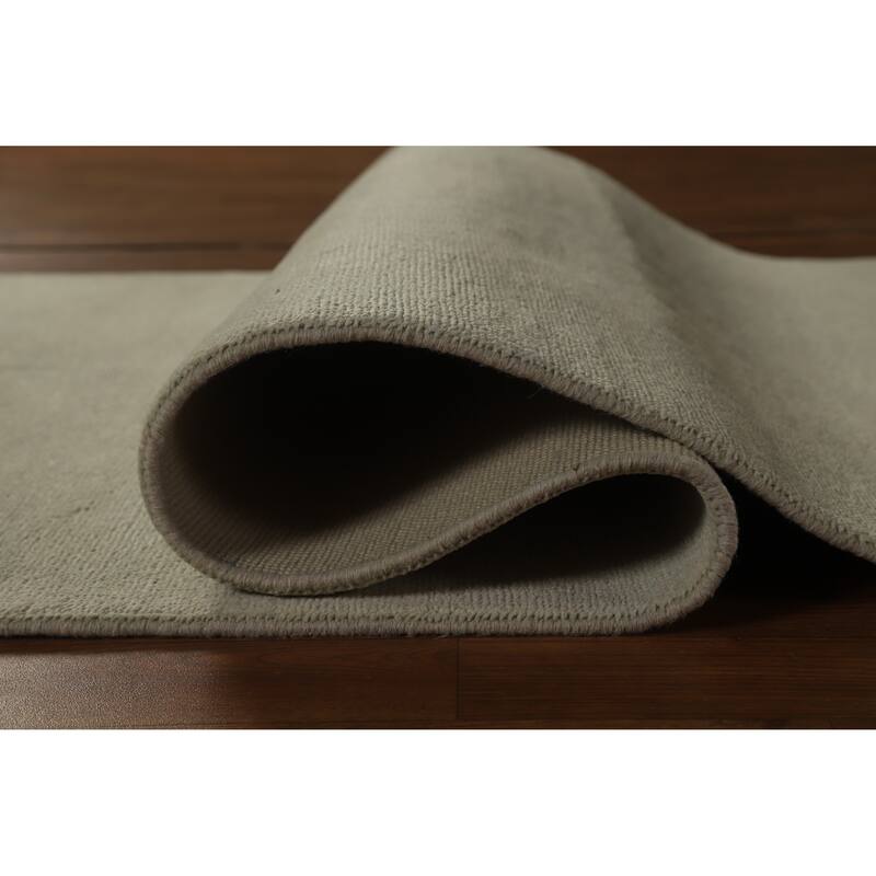Hand Knotted Oriental 100% Wool Carpet Modern Solid Green Gabbeh Runner Rug - 9' 8'' X 3' 2''