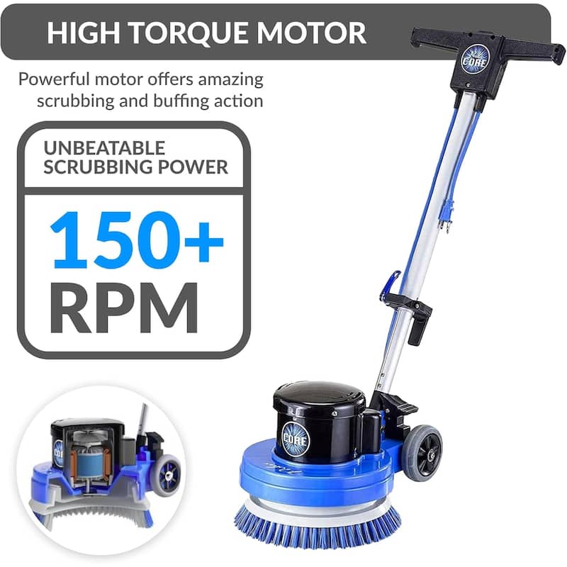 Prolux Core Heavy-Duty Commercial Floor Buffer & Scrubber LOADED - Blue - 13-inch cleaning path