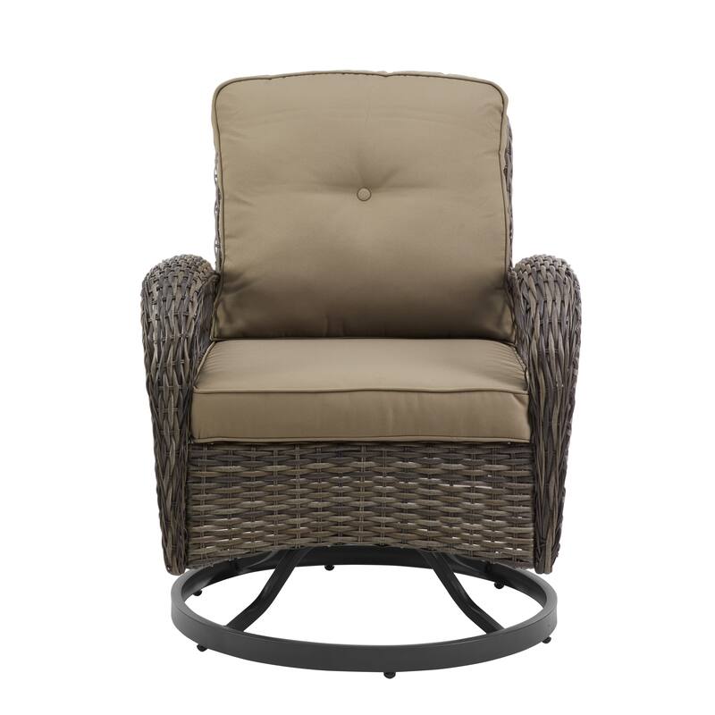 Corvus Livorno Outdoor 3-piece Steel Wicker Swivel Chat Set