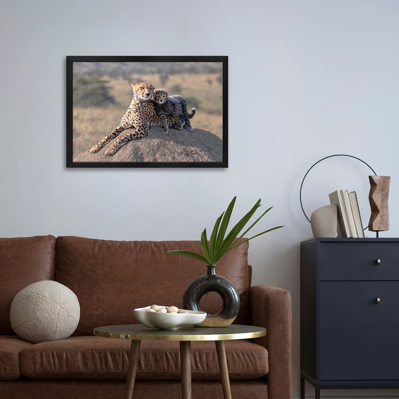 Cheetah And Cup! Premium Framed Poster by Jie Fischer