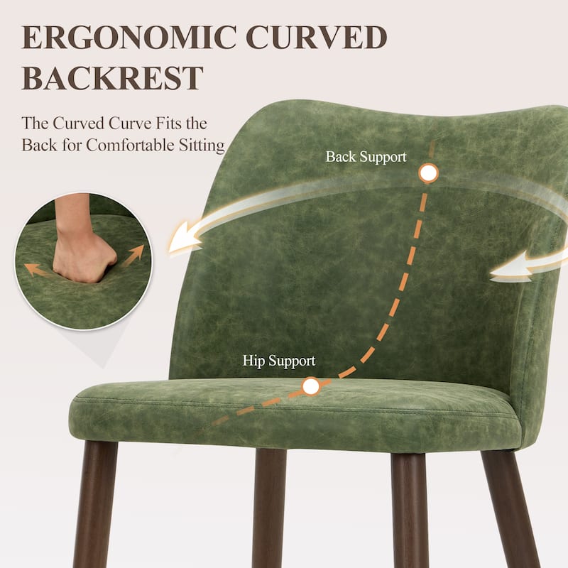 RENEWLINE Set of 2 Wooden Dining Chairs, Beige Upholstered Fabric for Kitchen & Dining Room