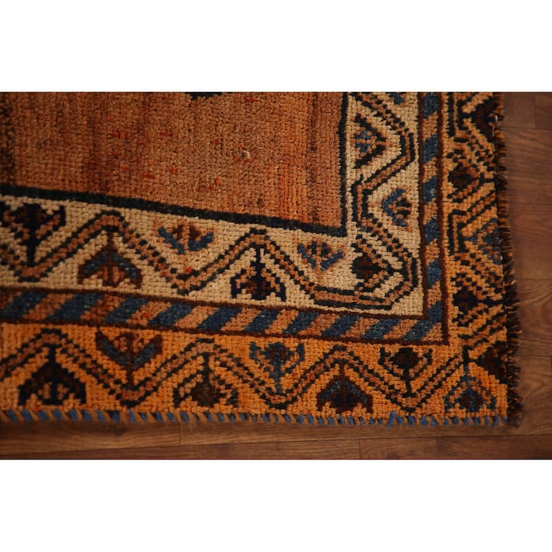 Geometric Qashqai Persian Antique Area Rug Handmade Wool Carpet - 4'5"x 8'0"