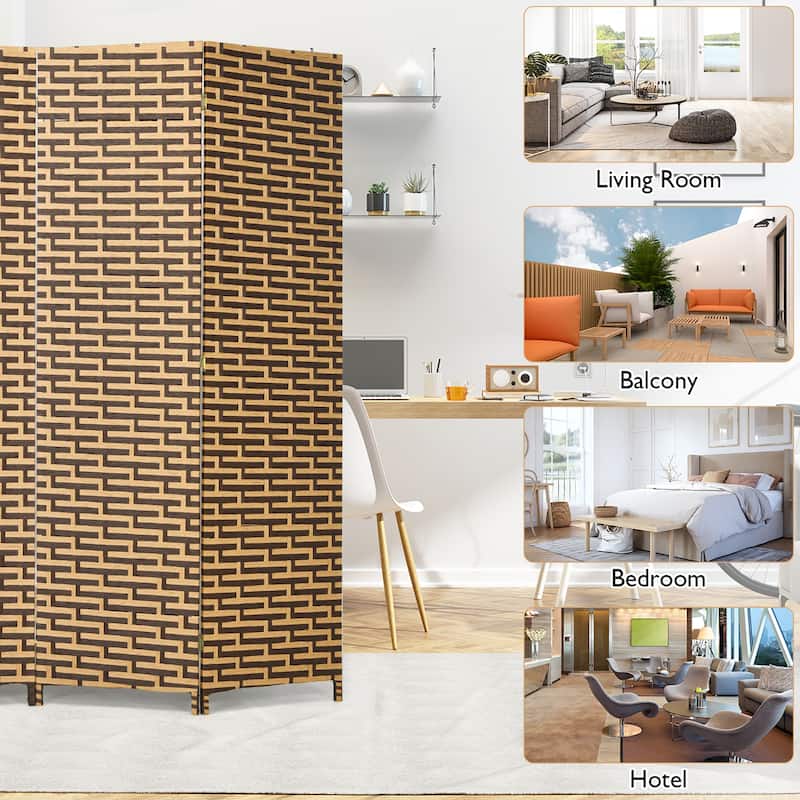 Costway 4 Panel Fiber Privacy Partition Screen Folding Room Divider - 71'' x 71''