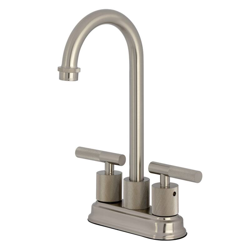 Kingston Brass Convergent Two-Handle 2-Hole Deck Mount Bar Faucet with Knurled Handle - Brushed Nickel