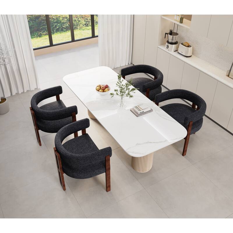 Chenille Barrel Chair Set Set of 2