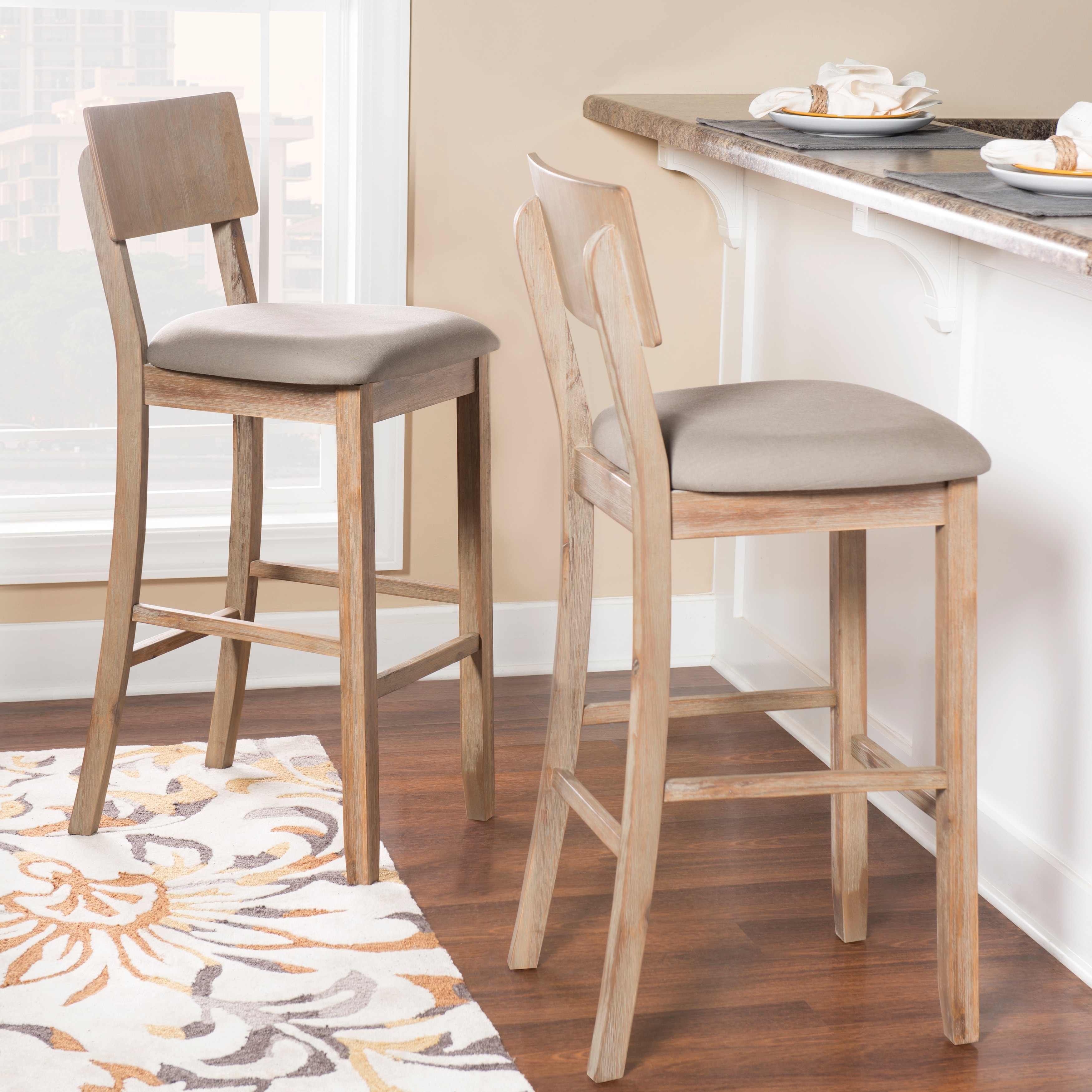 Linon Loren Gray Wash Bar Stool