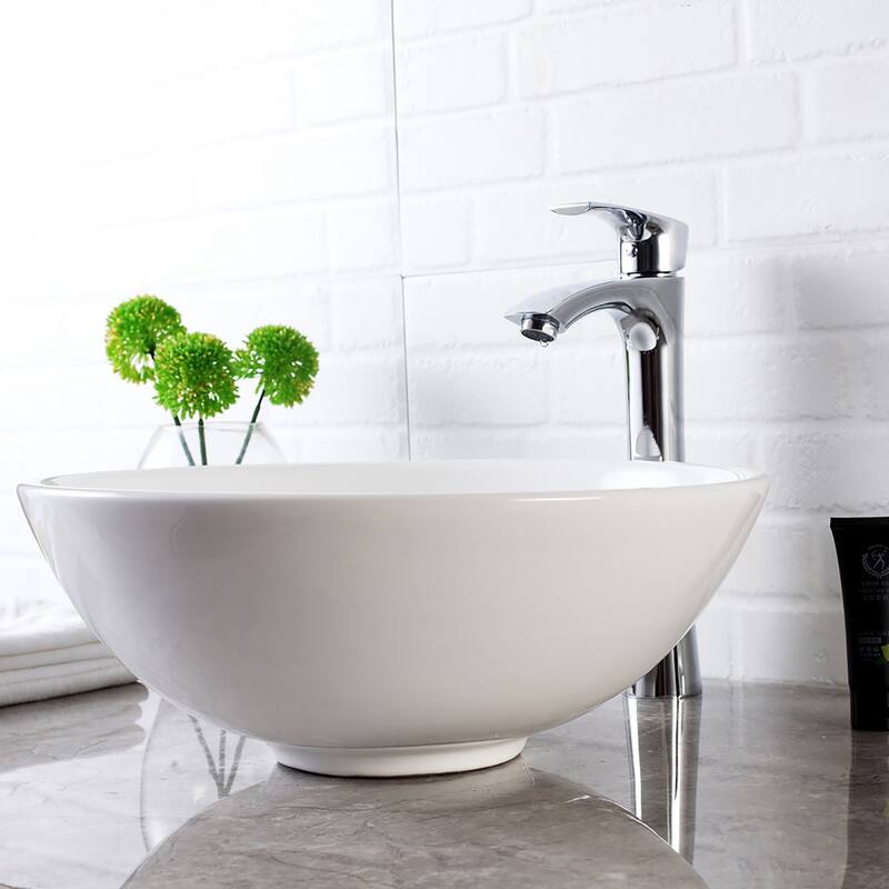 White Ceramic Oval Vessel Bathroom Sink