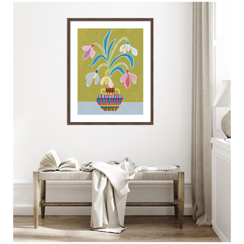 Kate and Laurel Framed Art Snowdrops the January Birth Flower by Rachel Lee