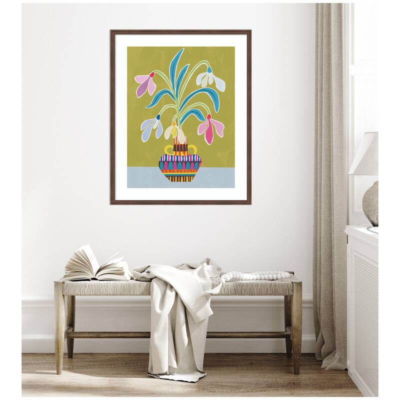 Kate and Laurel Framed Art Snowdrops the January Birth Flower by Rachel Lee