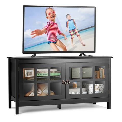 Gymax 50'' TV Stand Modern Wood Storage Console Entertainment Center