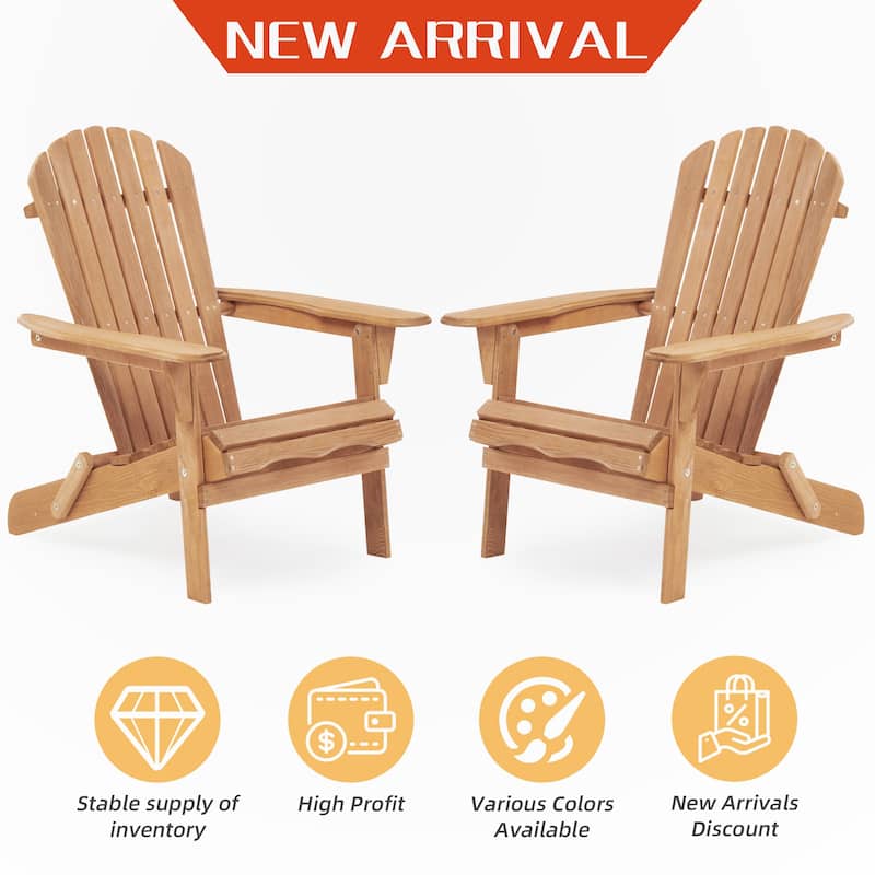 Set of 2 Wooden Outdoor Folding Chair