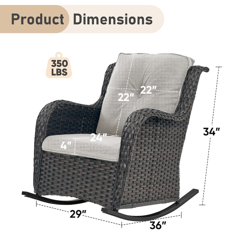 Pocassy Outdoor Rocking Chair Rocker Chairs Set