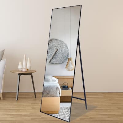 65 inch Rectangular Aluminum Framed Floor Wall Hanging Bedroom Mirror