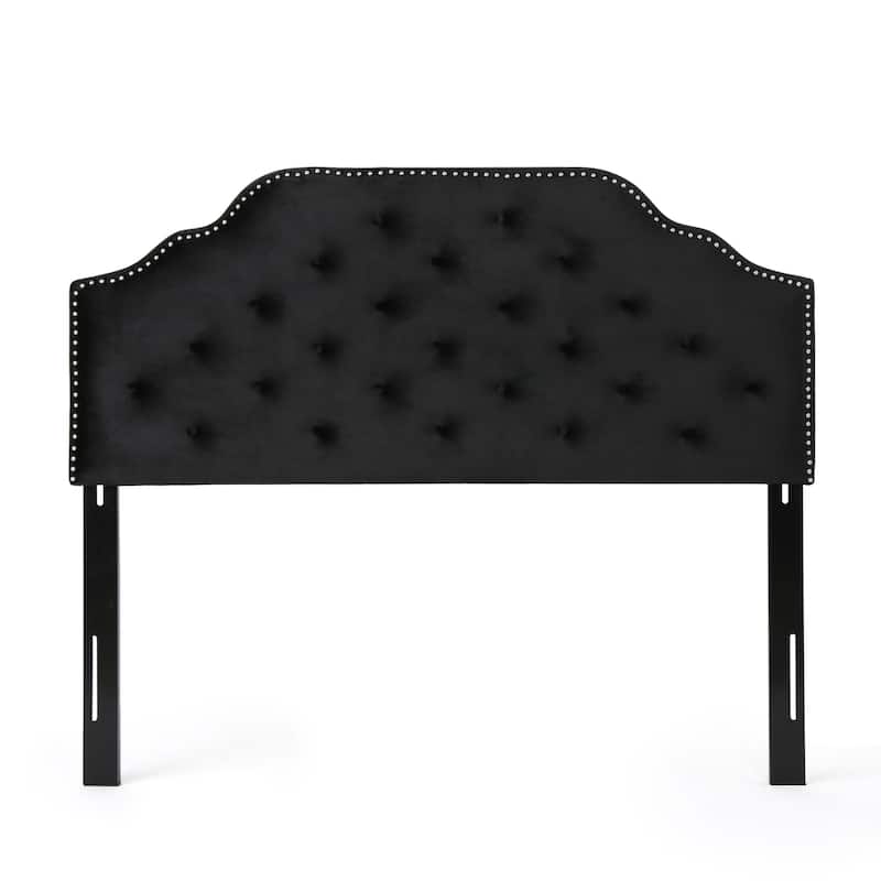 Queen Size Upholstered Headboard with Button Tufted Design, Nailhead Trim, and Adjustable Height
