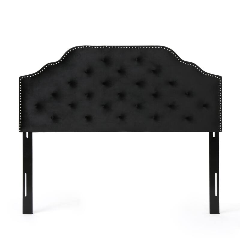 Roomfitters Adjustable Fabric Headboard for Queen and Full Size Bed with Nailhead Trim