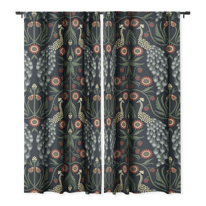 Emanuela Carratoni Peacocks and Berries Blackout Window Curtain - Bed ...