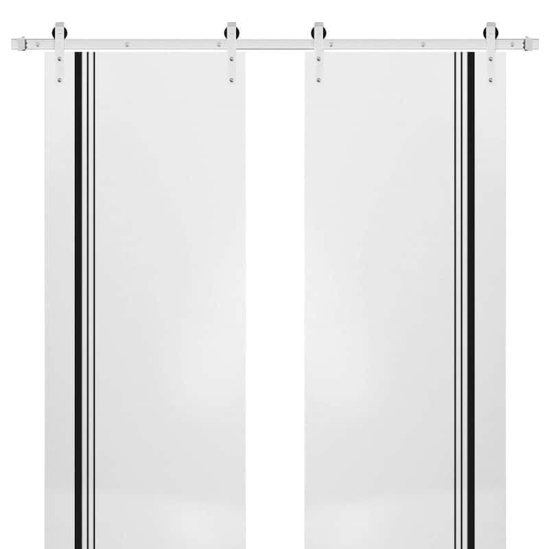 Sturdy Double Barn Door 36 x 80 with Planum 0011 White Silk with 13FT - White - 60" x 96" ( 2* 30x96)