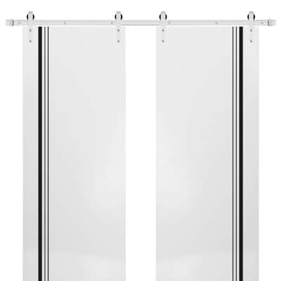 Sturdy Double Barn Door 36 x 80 with Planum 0011 White Silk with 13FT