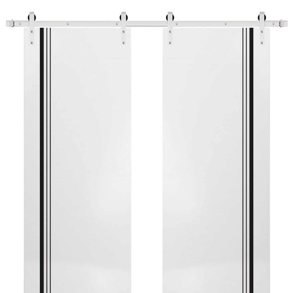 Sturdy Double Barn Door 36 x 80 with Planum 0011 White Silk with 13FT
