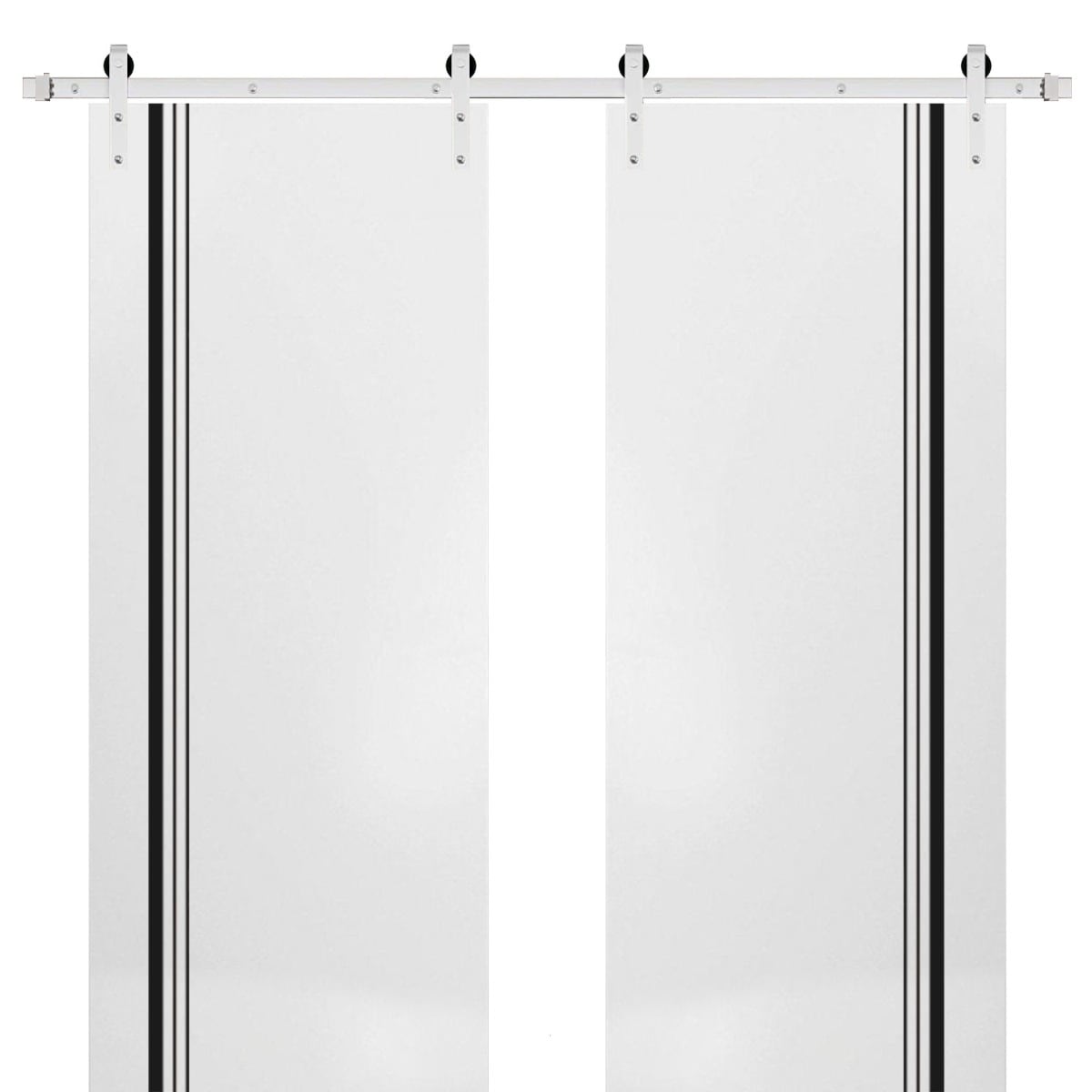 SartoDoors Planum 0011 | Closet Door Double Barn Door | Solid Wood | Hardware Set | 36x80, White Silk Bedroom Door Bathroom Door