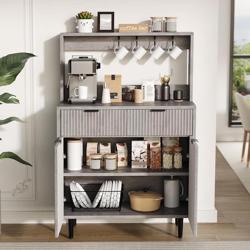 2-Door Sideboard Buffet Cabinet with 2 Drawers, Wood Storage Cabinet for Kitchen
