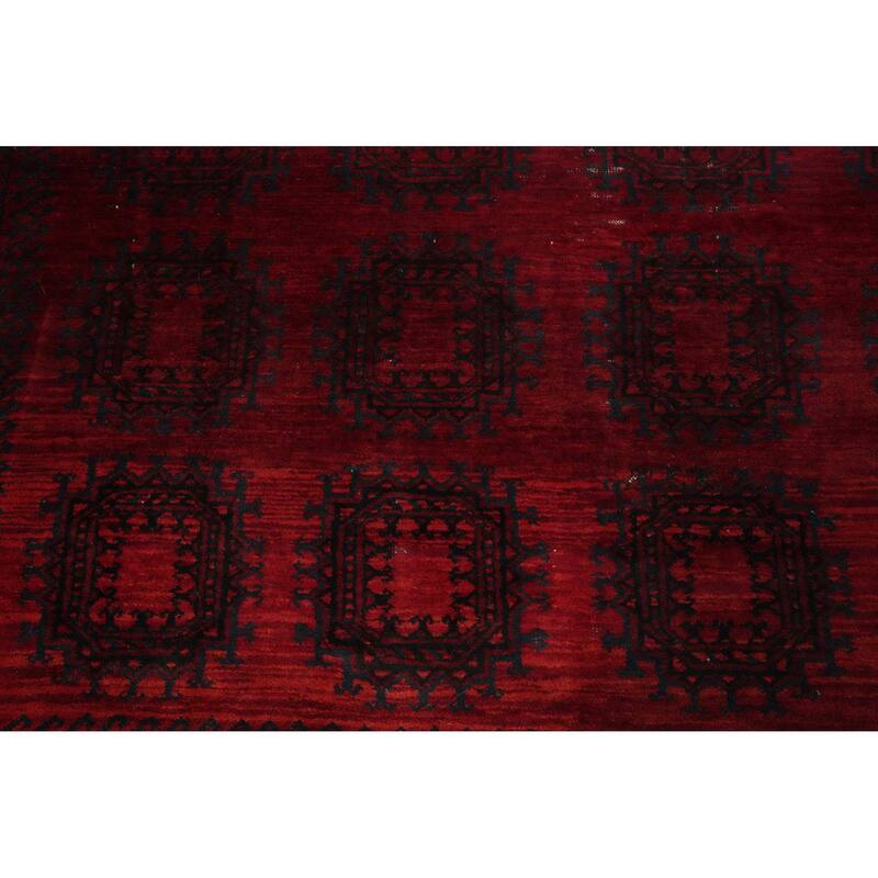 Hand Knotted Oriental 100% Wool Carpet Traditional Geometric Red Balouch Area Rug - 11' 3'' X 8' 8''