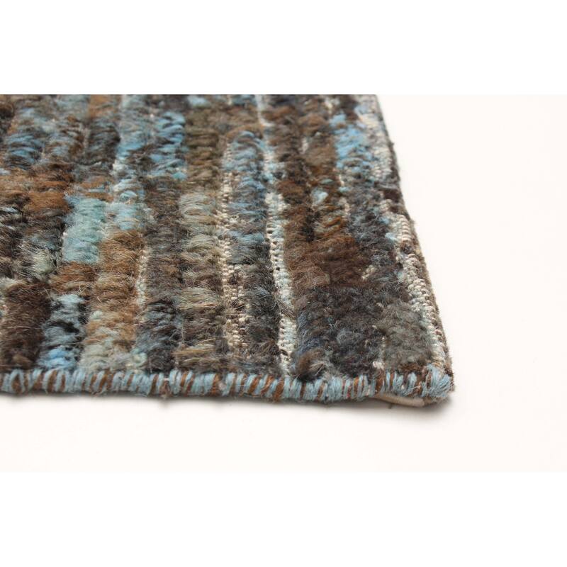 ECARPETGALLERY Hand-knotted Tangier Blue Wool Rug - 3'1 x 7'8