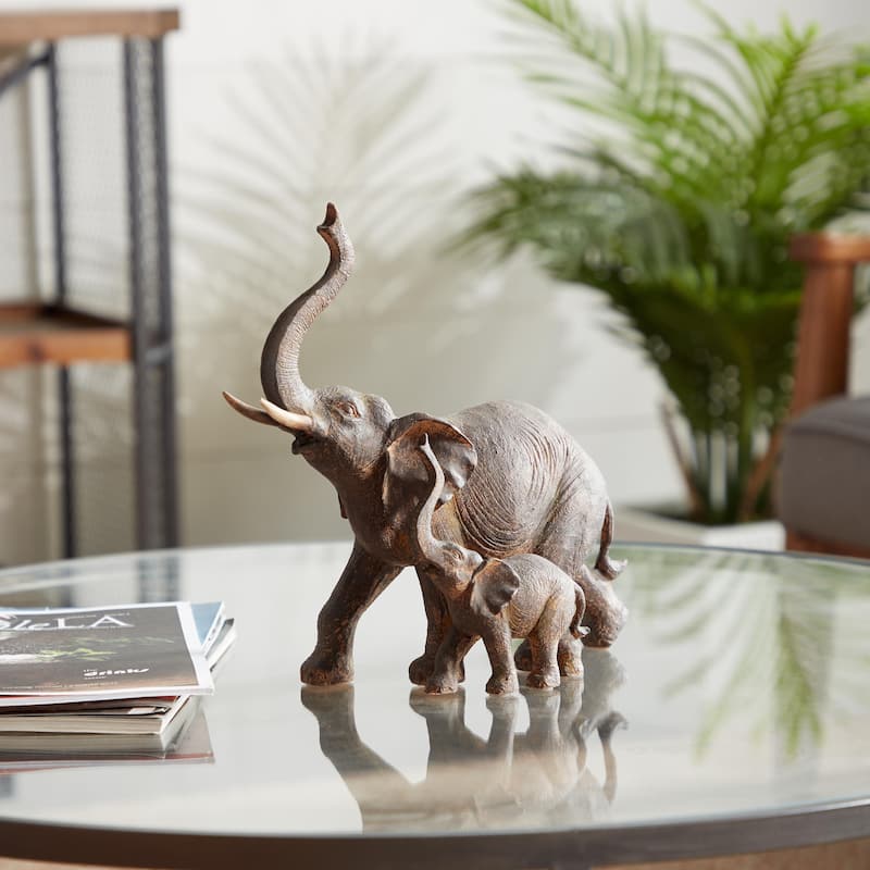 Polystone Elephant Decorative Sculpture - Brown - Roche River Decor