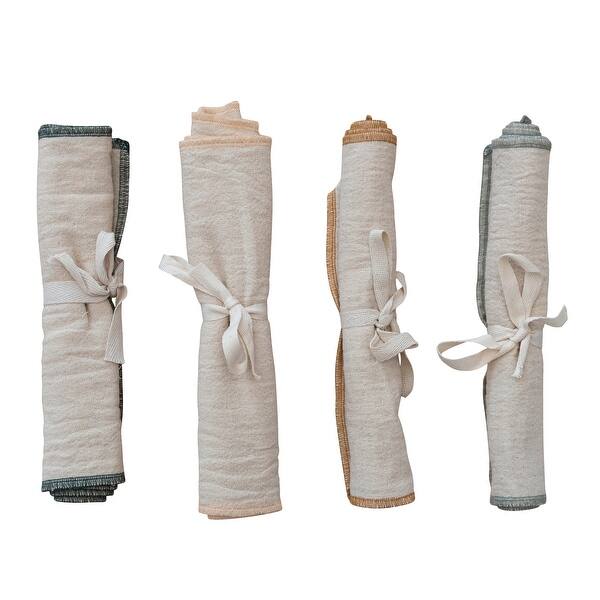 slide 2 of 3, Cotton Double Cloth Burp Cloths with Embroidered Edge - 24.0"L x 10.0"W x 0.3"H Basic - 24.0"L x 10.0"W x 0.3"H - Multi