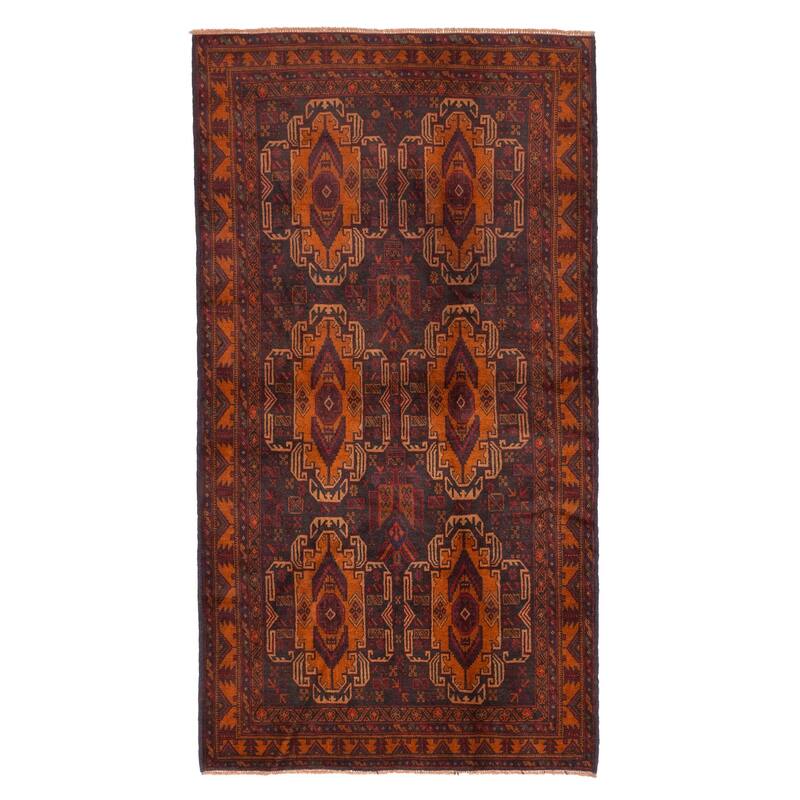 ECARPETGALLERY Hand-knotted Teimani Black, Orange Wool Rug - 3'9 x 7'1