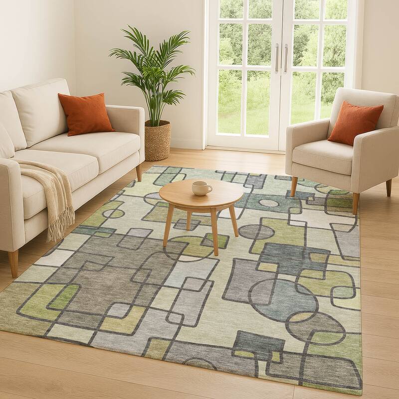 Machine Washable Indoor/ Outdoor Contemporary Prenner Chantille Rug