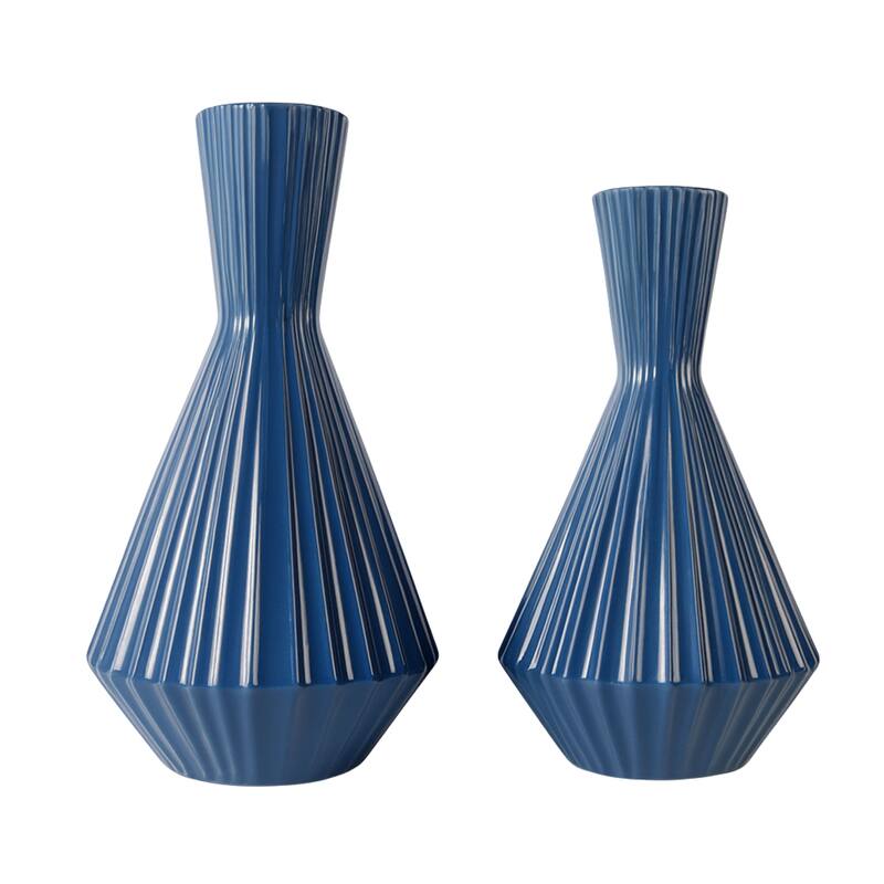 Aria Home Set of 2 Santa Fe Ceramic Water Jug Vases Marine Blue - Blue