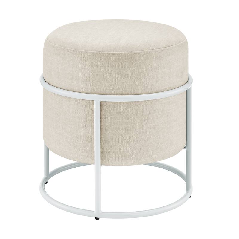NPD Furniture Ophelia Velvet Round Ottoman with Metal Frame - Padburry Cream