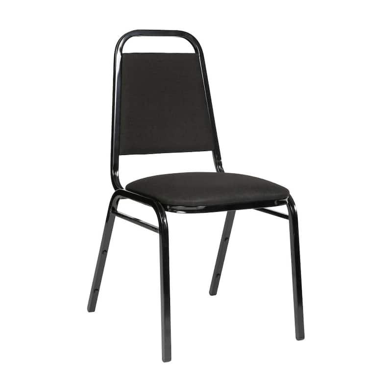Trapezoidal Back Stacking Banquet Chair with 1.5" Thick Seat - 20.25"D x 17.5"W x 34"H - Black Fabric/Black Frame