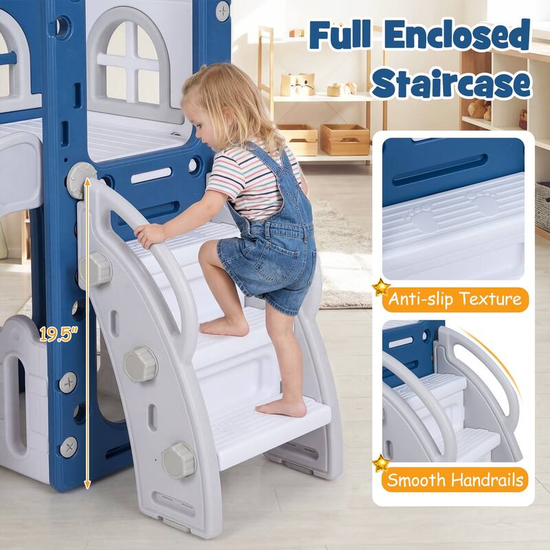 Costway 6 in 1 L-shaped Toddle Slide for Toddlers Age 1-3 Baby Slide