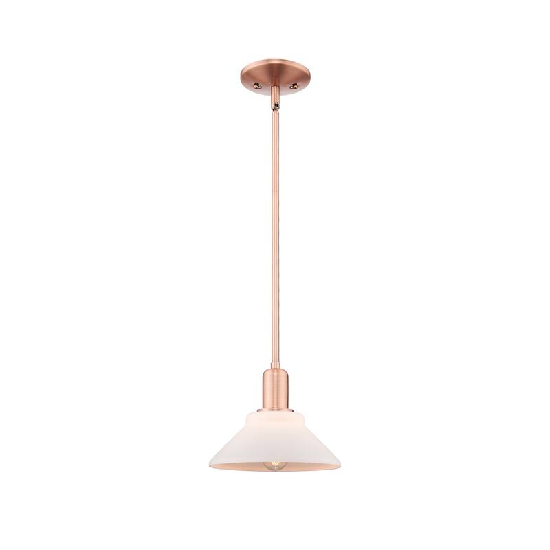 Innovations Lighting Endless Possibilities Arcadia - Orwell - 1 Light 8" Stem Hung Mini Pendant - Antique Copper/Matte White